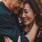 asian couple hugging